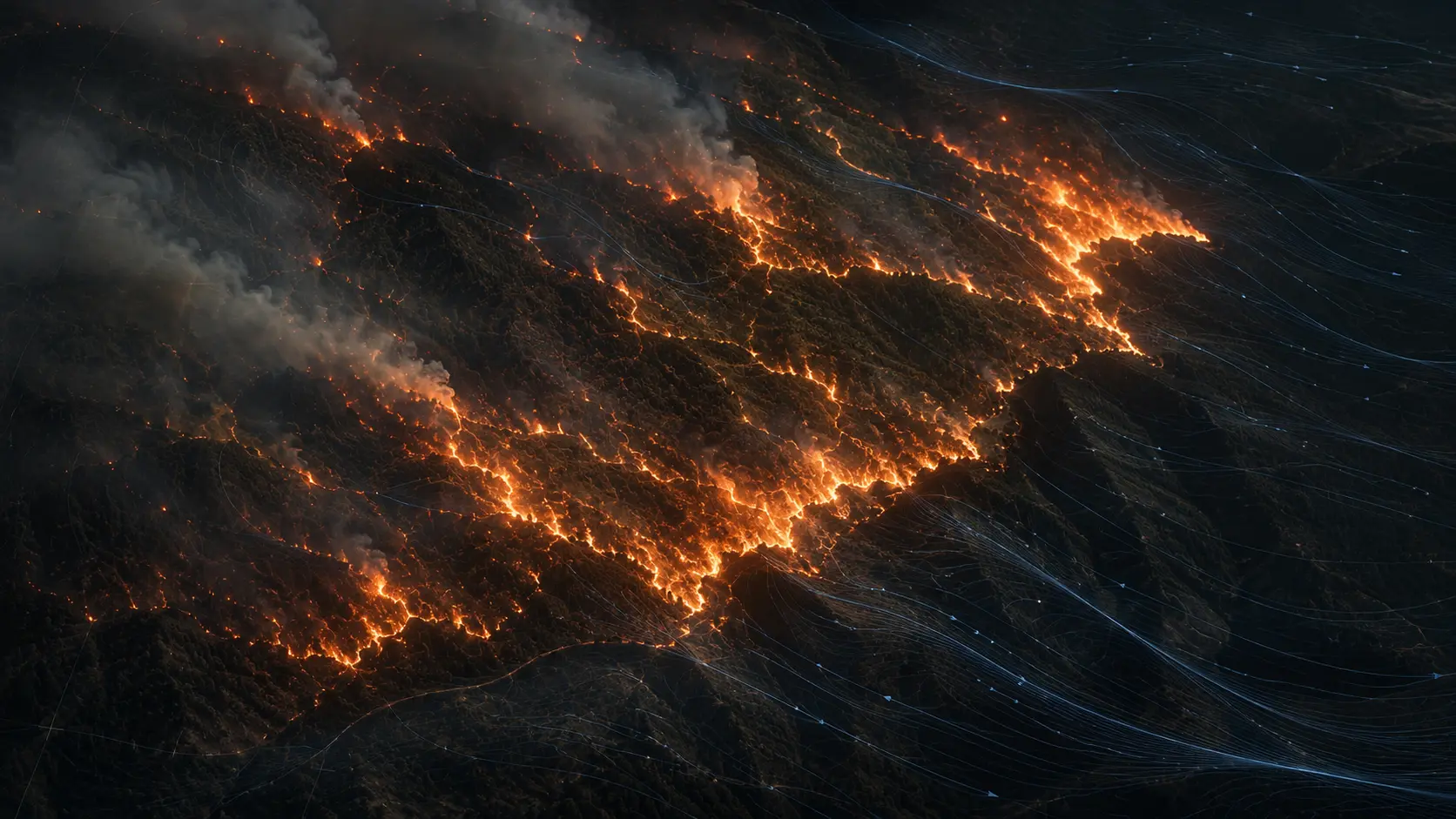A scientific visualization of wildfire risk and atmospheric flow